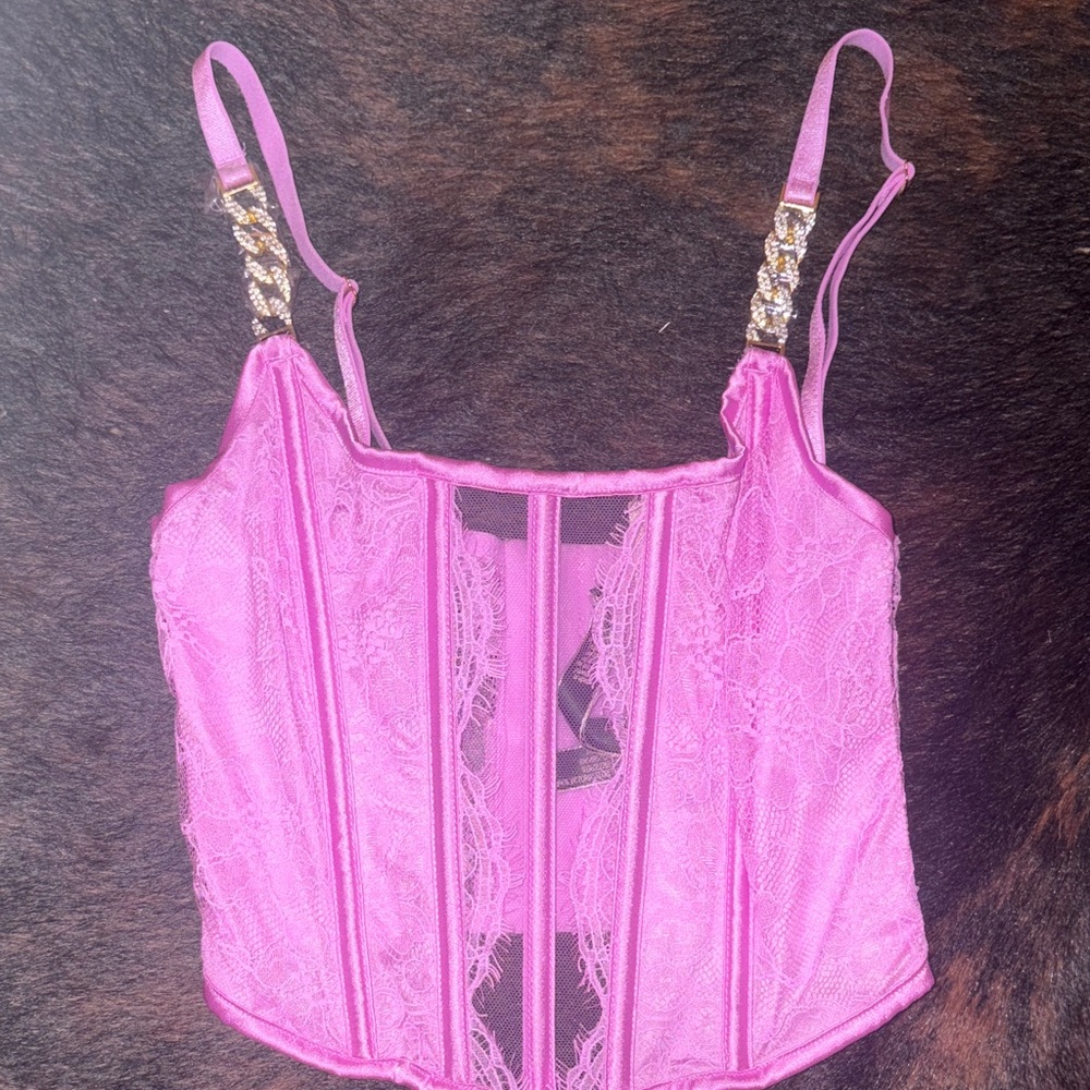 Victoria's Secret Pink Lace Bra with Gold Accents